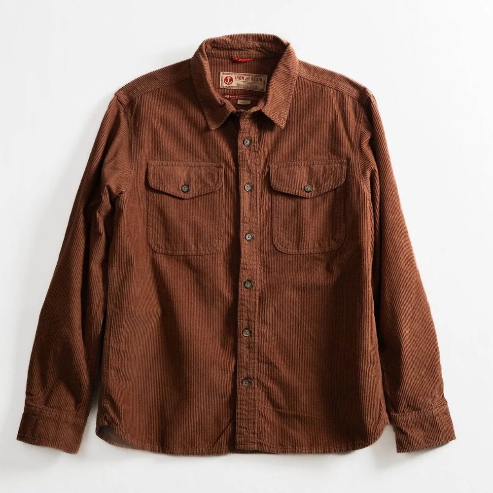 Iron and Resin Forest Corduroy Shirt, Earth Rust Color, Men's Medium
